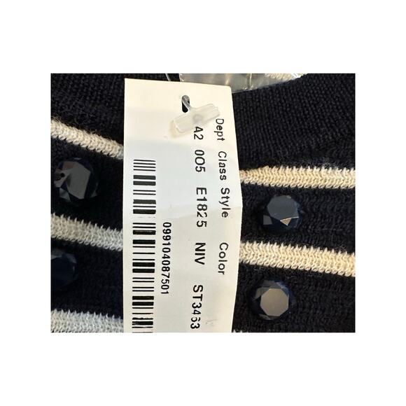 J.Crew Striped Merino Wool Sweater with Jewel Embellishment Size XS NWT - Picture 7 of 12